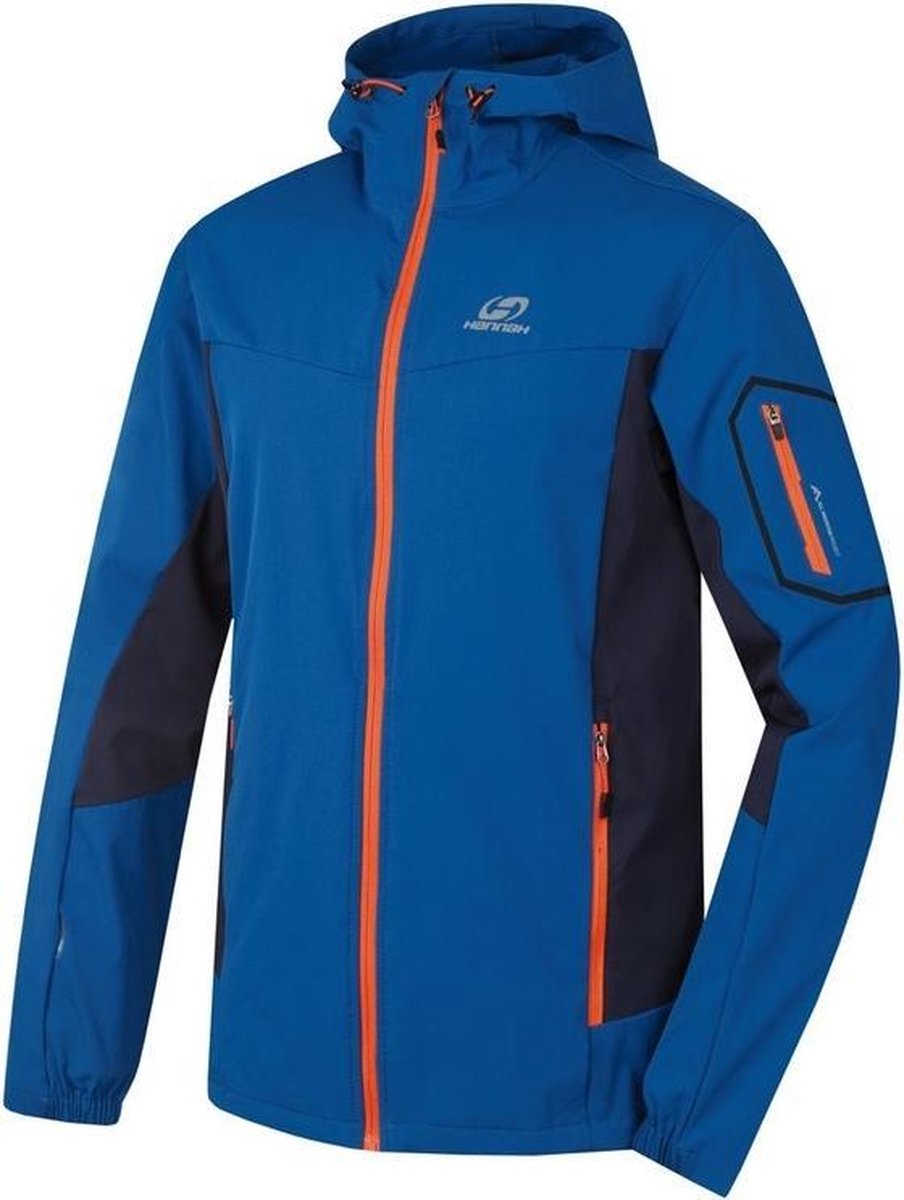 Hannah heren softshell jack Ramsey Mykonos Blue - Blauw - Oranje XL