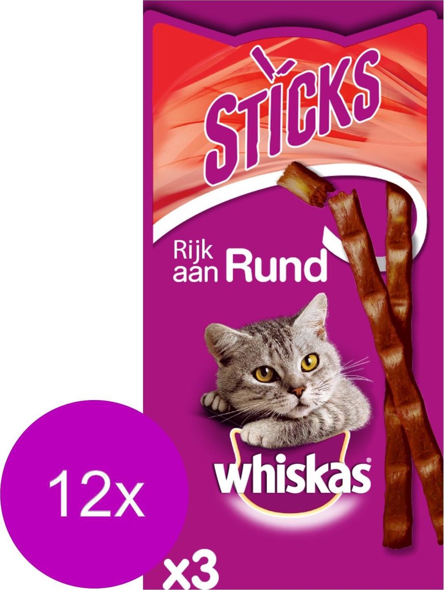 Whiskas Sticks 18 g - Kattensnack - 12 x Rund