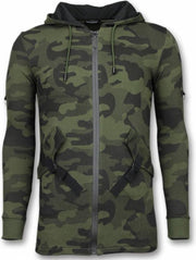 Enos Casual Vest - Long Fit Camouflage Vest - Khaki - Maten: S