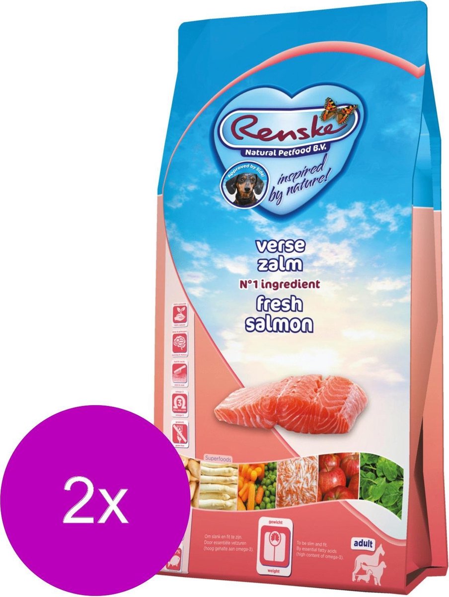 Renske Adult Zalm - Hondenvoer - 2 x 2 kg Graanvrij