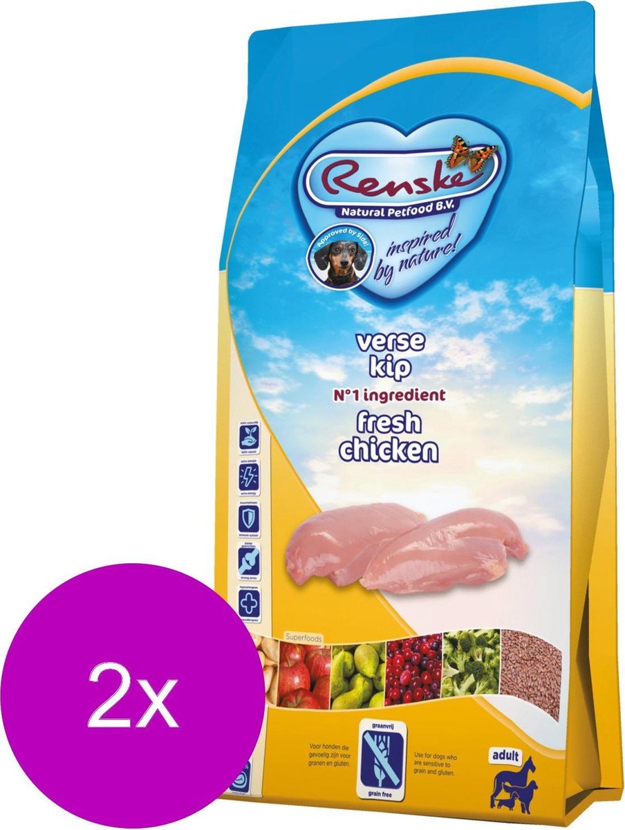 Renske Adult Kip - Hondenvoer - 2 x 2 kg Graanvrij