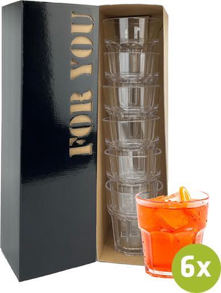 6x Wijnglas Ibiza 26cl cadeauset | Onbreekbare kunststof / plastic drinkglazen