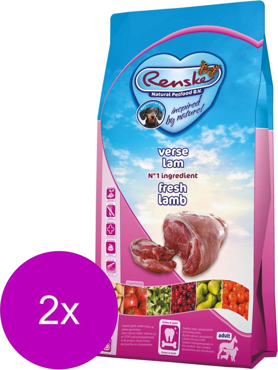 Renske Adult Lam - Hondenvoer - 2 x 12 kg Graanvrij