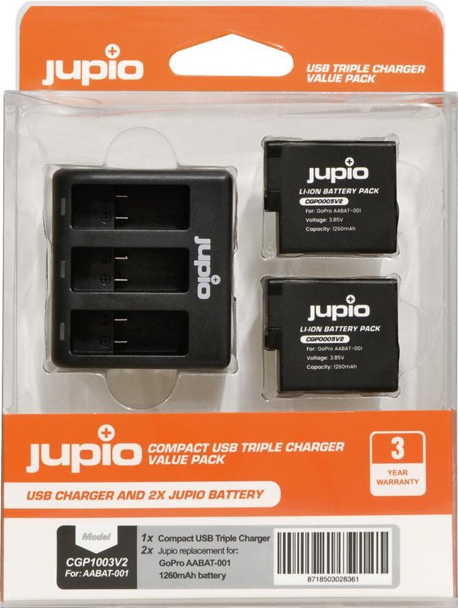 Jupio Kit: 2x Battery AABAT-001 HERO5 1260mAh + USB Dual Ch.