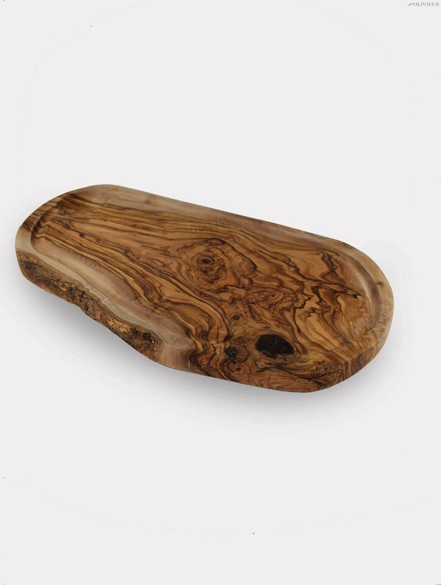 OLIVIEU Olijfhouten / Houten Borrelplank ~ 31 cm ~ Tapasplank ~ Serveerplank ~ Hapjesplank ~ Snijplank ~ Kaasplank