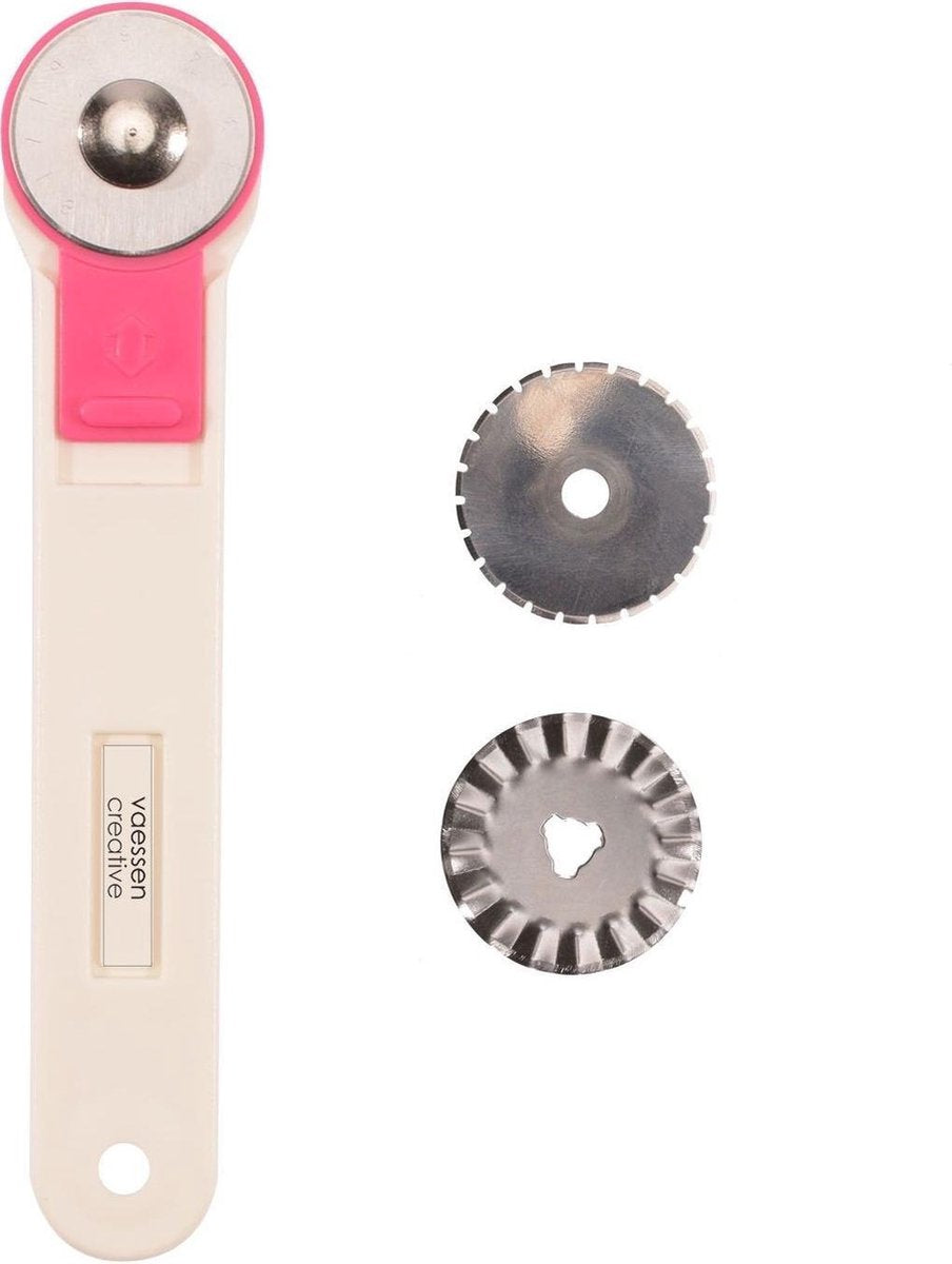 Vaessen Creative Rolmes - incl. 3 messen van Ø 28 mm - Rolmes voor Stof - Wit