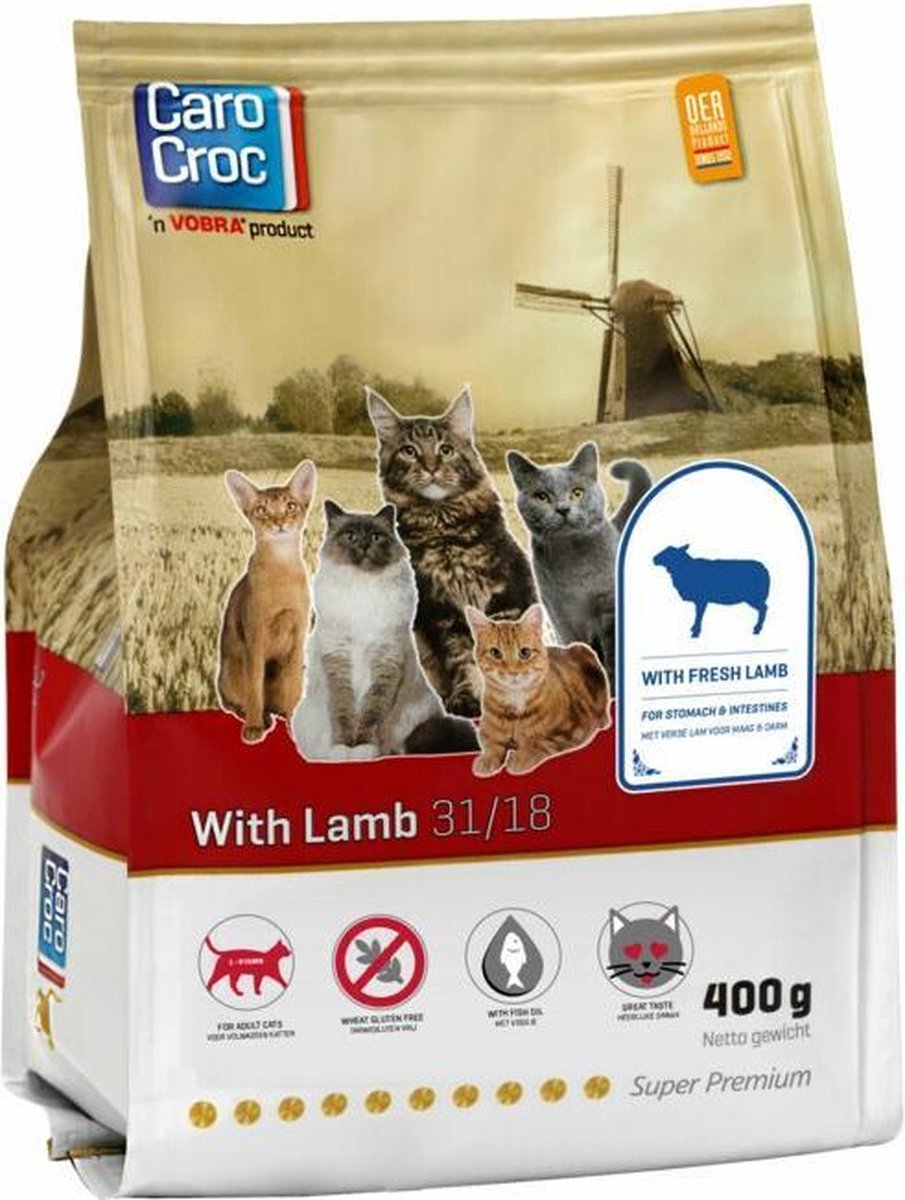 6x CaroCroc Kat 31/18 Lam Kattenvoer 400 gr