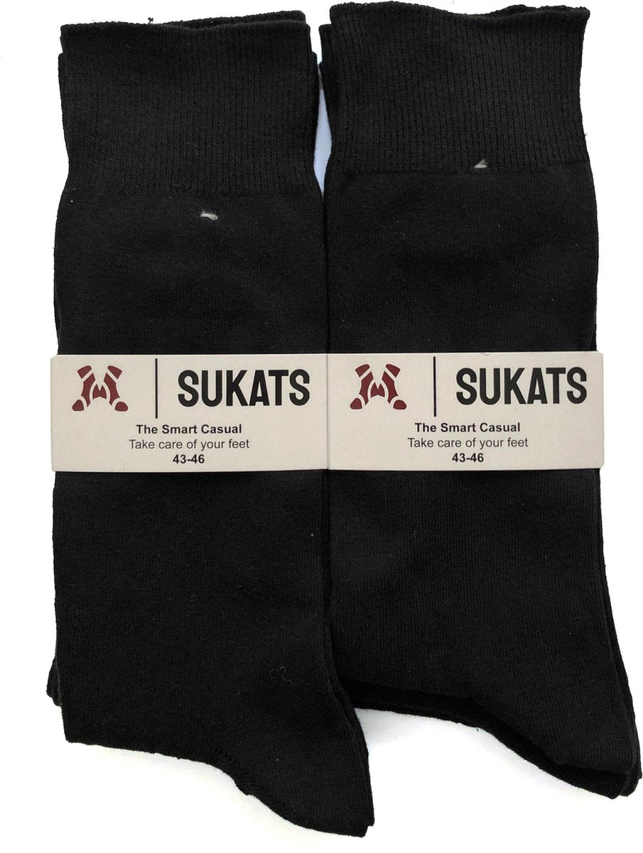 Sukats - Smart Casual Sokken - Meerdere Maten - 6 Paar - Zwart - Maat 43-46