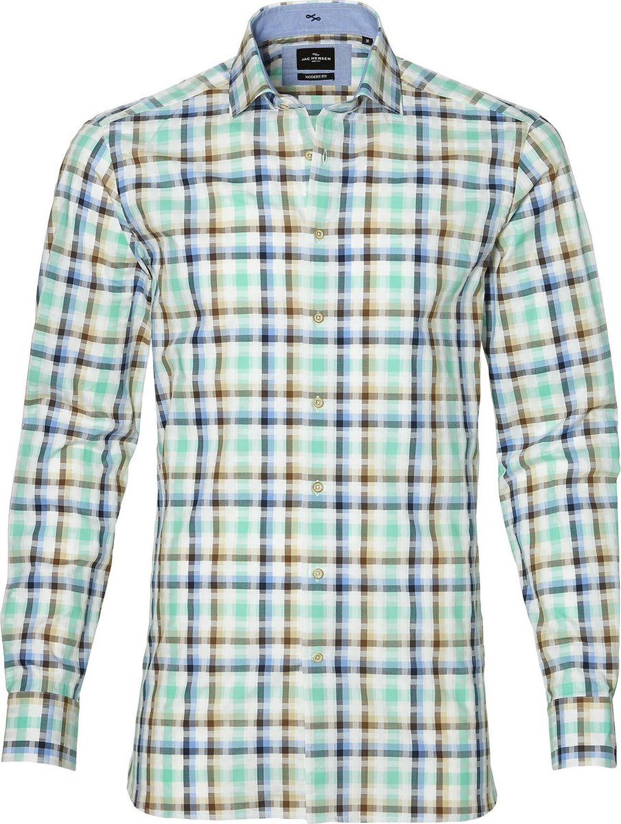 Jac Hensen Overhemd - Modern Fit - Groen - 3XL Grote Maten