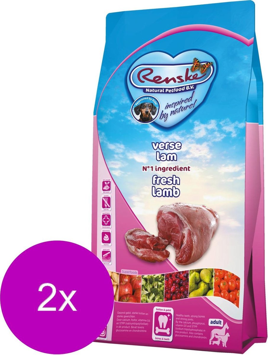 Renske Adult Lam - Hondenvoer - 2 x 2 kg Graanvrij