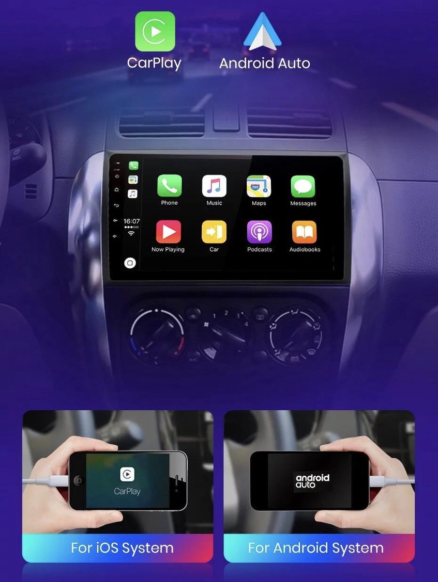 CarPlay Suzuki SX4 2006-2013 Fiat Sedici 2005-2014 2+32GB Android 10 navigatie Bluetooth USB WiFi