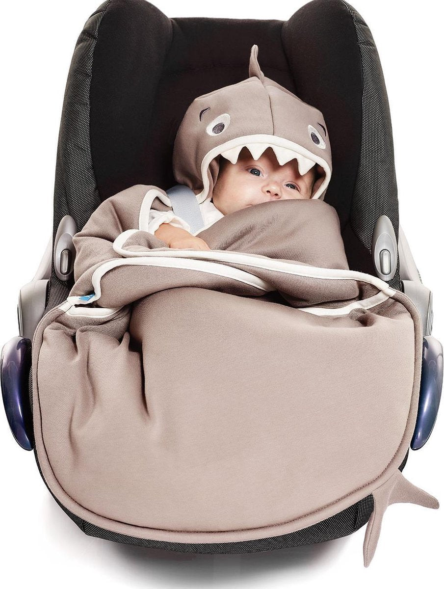 Wallaboo Babydeken Coco - wikkeldeken en wrapper - 100% zacht katoen - pasgeboren tot 9 mnd.- Geschikt voor autostoel - 70 * 90 cm - taupe haai