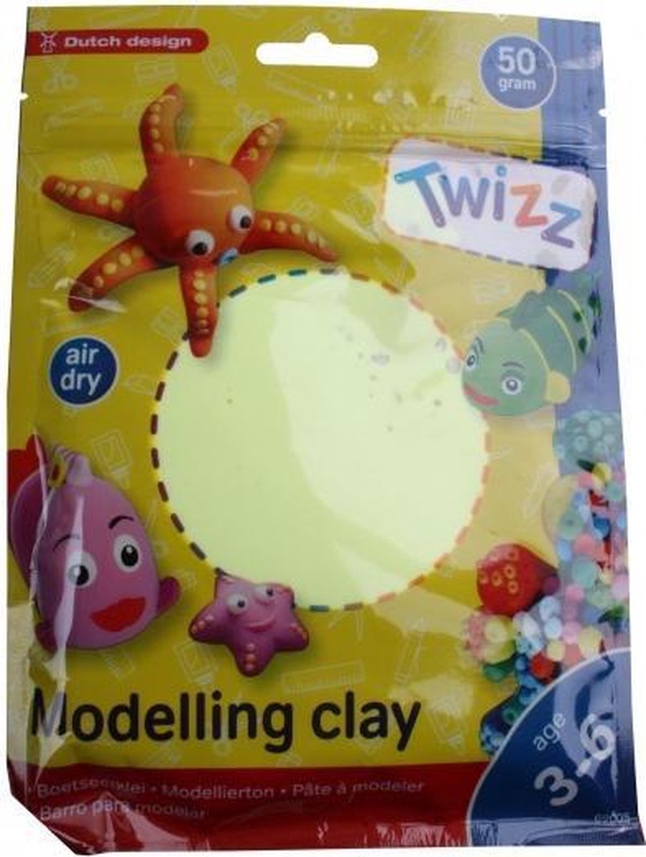 Twizz Boetseerklei 50 Gram Junior 13 X 14 Cm Lichtgeel
