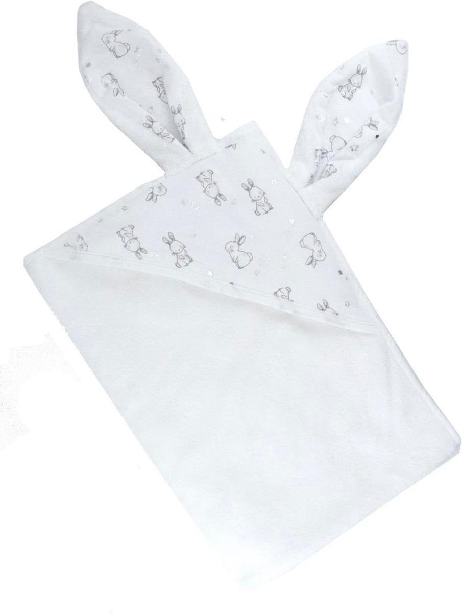 Ephemeris Badcape Katoen 80x80cm baby Badcape - konijn wit  Badcape
