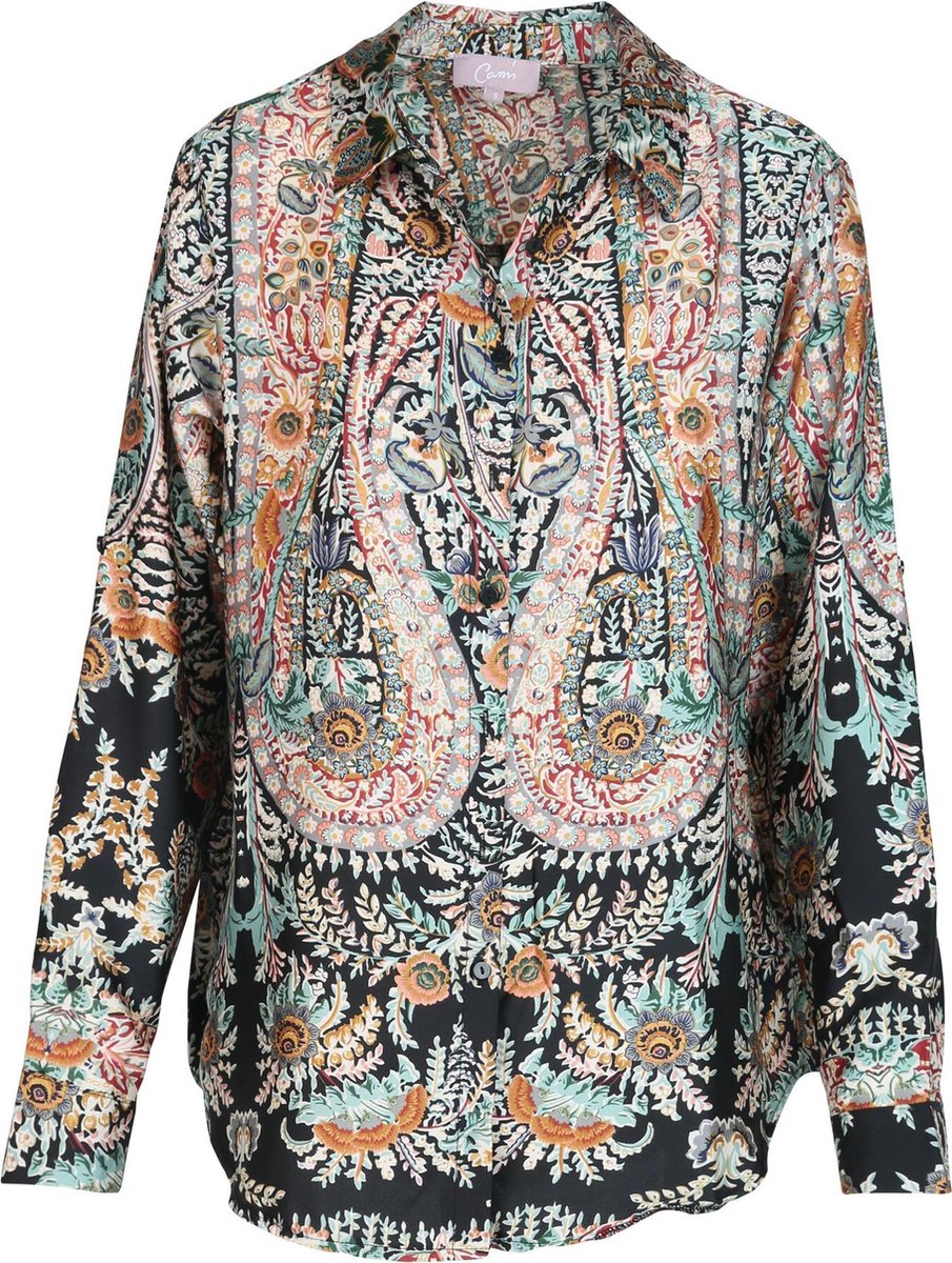Cassis - Blouse met kasjmierprint - Zwart