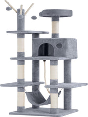 BestPet CT-T154-GREY Kattenboom voor katten - Speelhuis - Met hangmat - Grijs