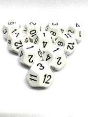 Diceshop 12-kantige dobbelsteen (SET van 10 STUKS) D12 Wit | Zwart