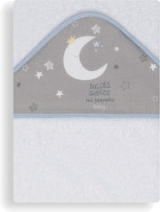 Interbaby Badcape Sweet Dreams Junior 100 Cm Katoen Wit/blauw