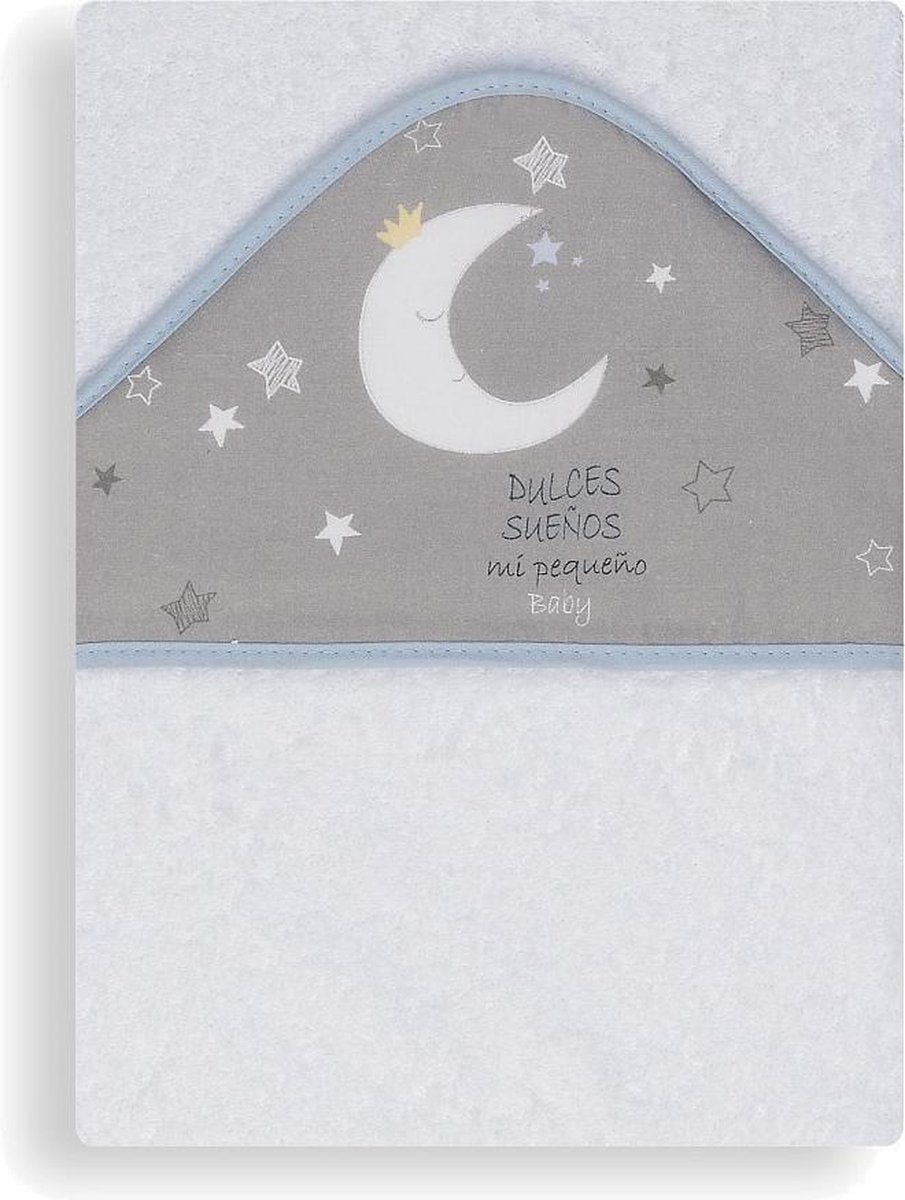 Interbaby Badcape Sweet Dreams Junior 100 Cm Katoen Wit/blauw