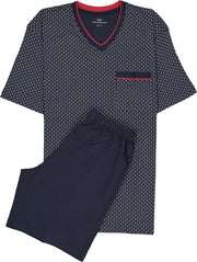 Gotzburg heren shortama - blauw met rood en wit dessin -  Maat: 4XL