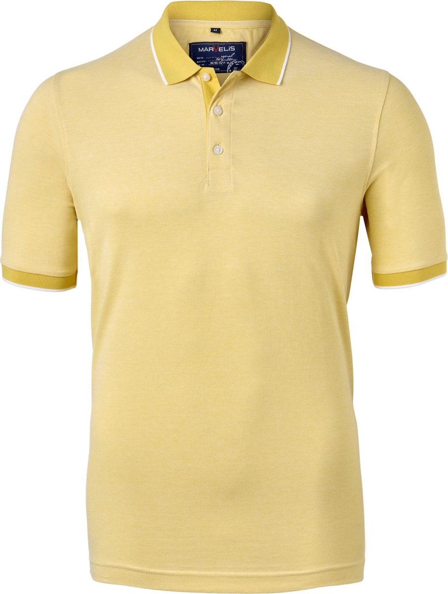 Marvelis Modern Fit poloshirt - geel melange -  Maat: 3XL
