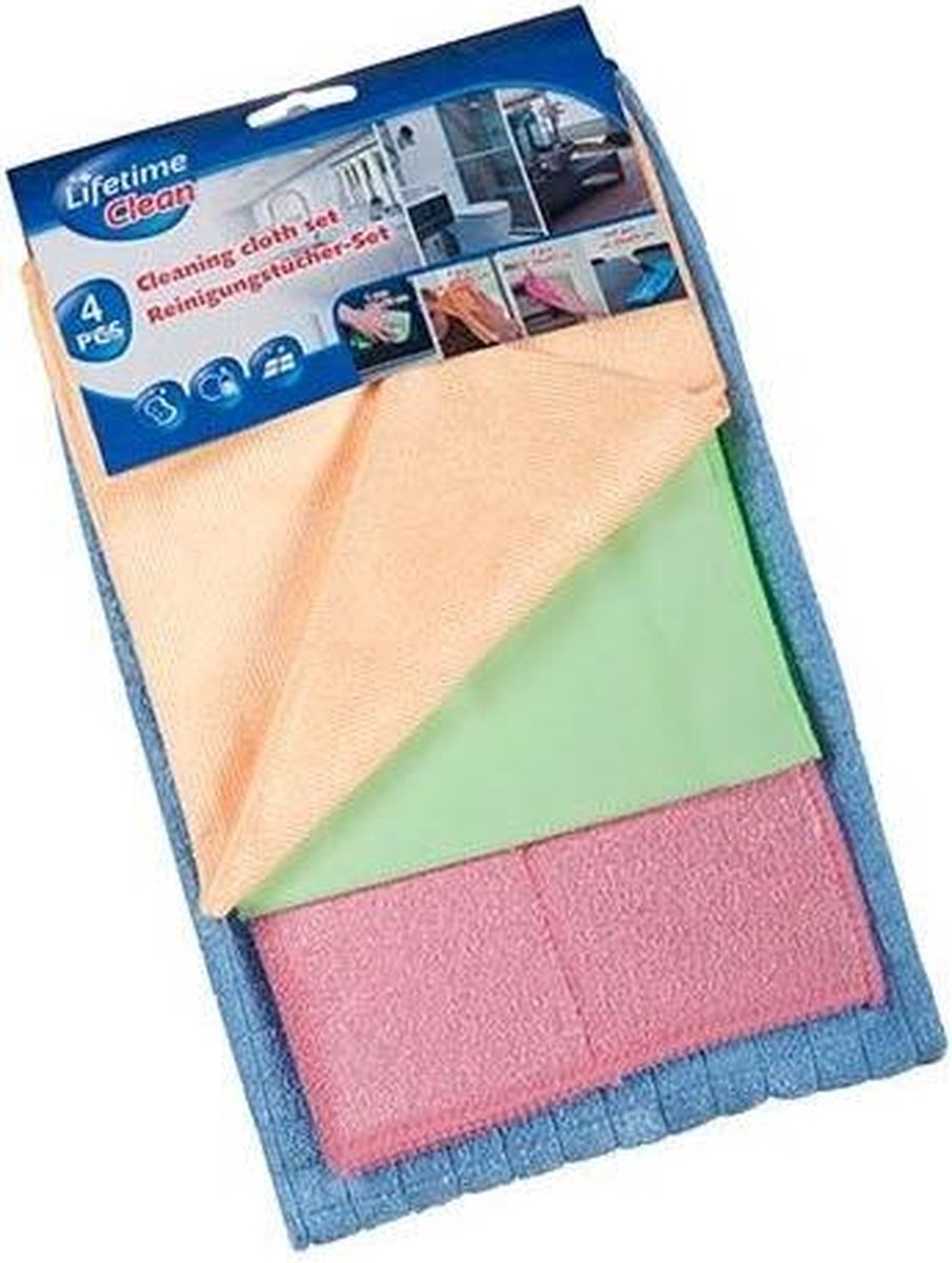 Lifetime Clean Reinigingsdoekjes 4 Stuks Multicolor Microvezel