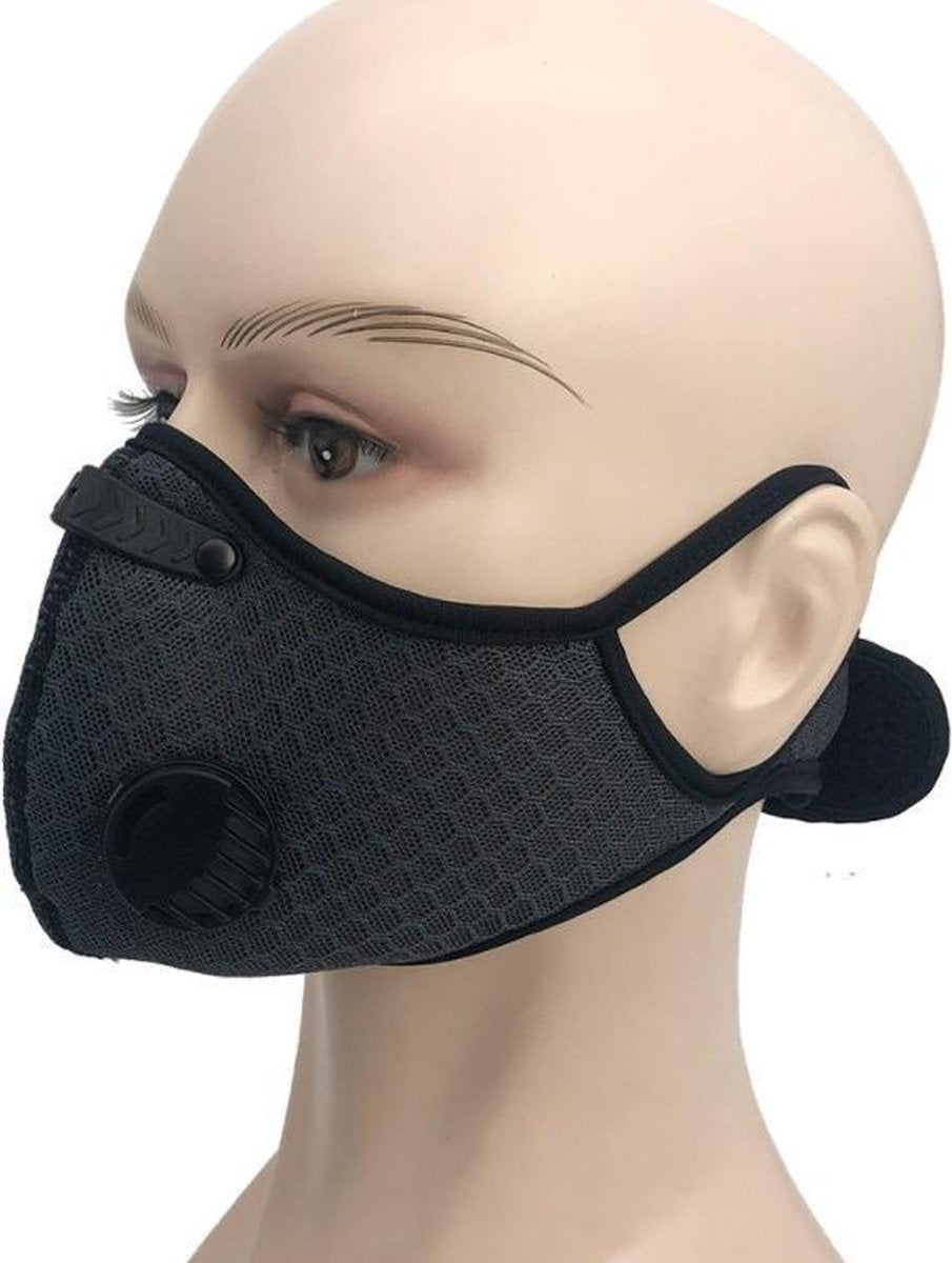 MaxedMore - Sportmasker- mondmasker voor sport - wasbaar - herbruikbaar - Black - met filter - gezichtsmasker - om te sporten
