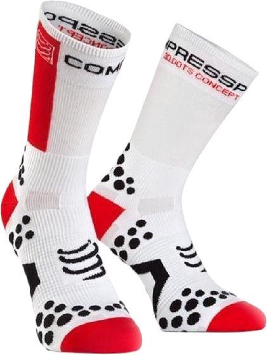 Compressport Racing socks v2.1 BIKE HI WHITE/red T2