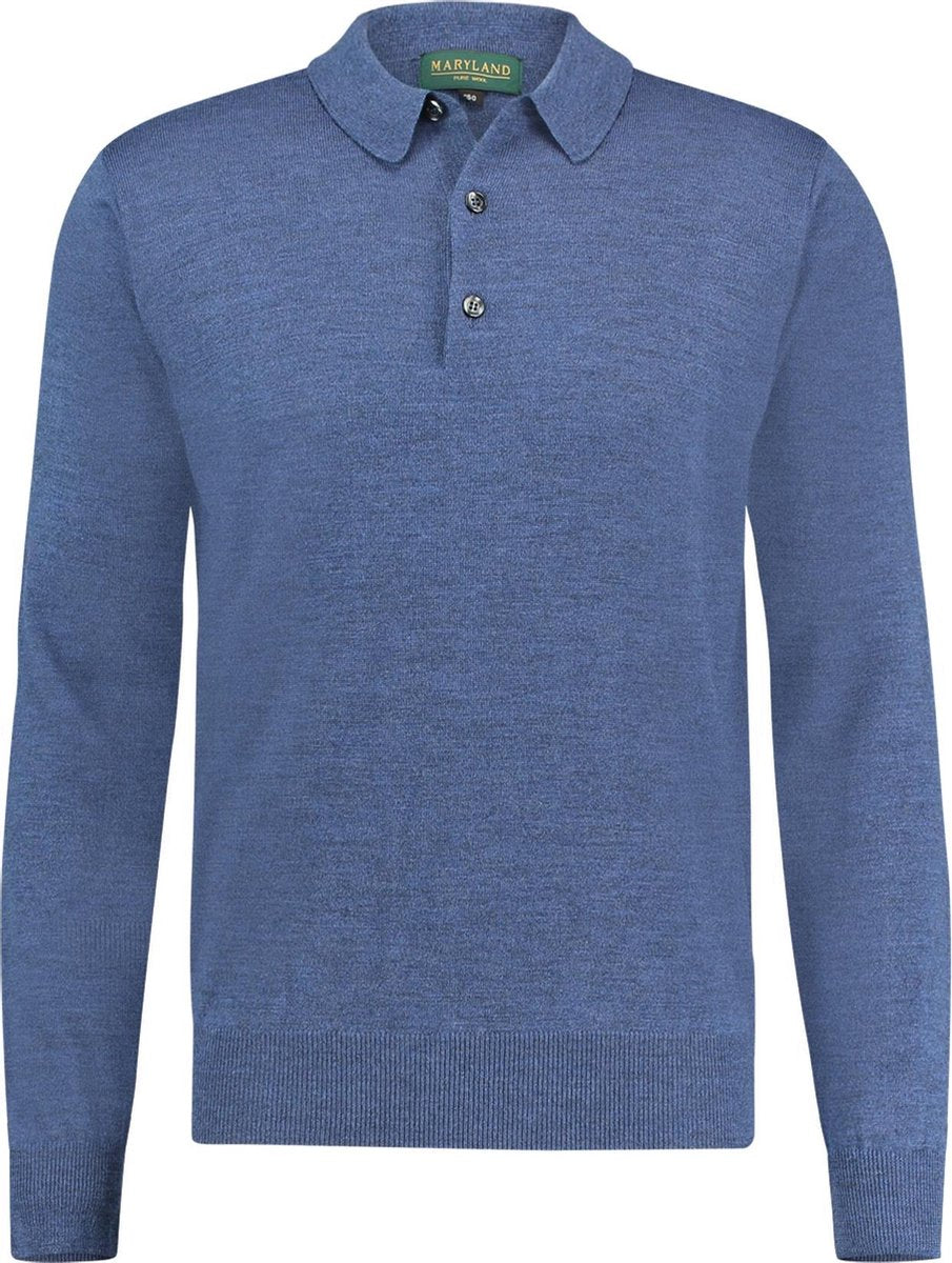 The English Hatter Mannen Maryland Polo Trui Blauw Merinowol Maat: m