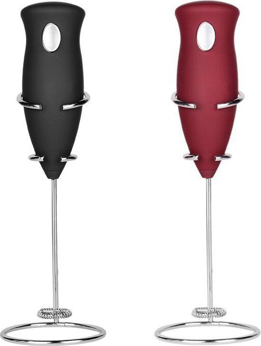 Melkopschuimer - Melkopschuimer Electrisch - met RVS Standaard - Draadloos - Afspoelbaar - Rood