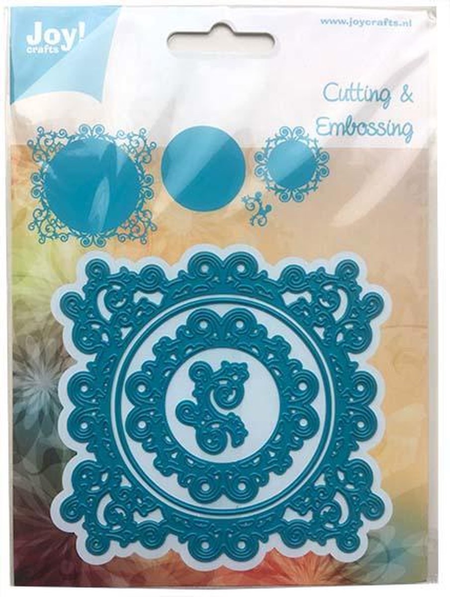 Joycrafts  Snij-embosstans - Die cut-embosstencil - Noor! - Frames circle in square - cirkel in vierkant 6002/0537 met gratis tacky-tape 6 mm 6500/0122