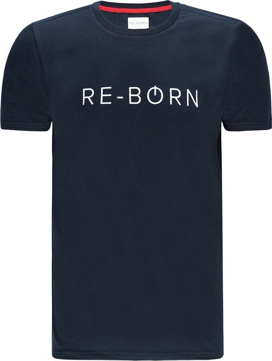 Re-Born Logo Korte Mouw T-shirt Heren - Navy - Maat XL