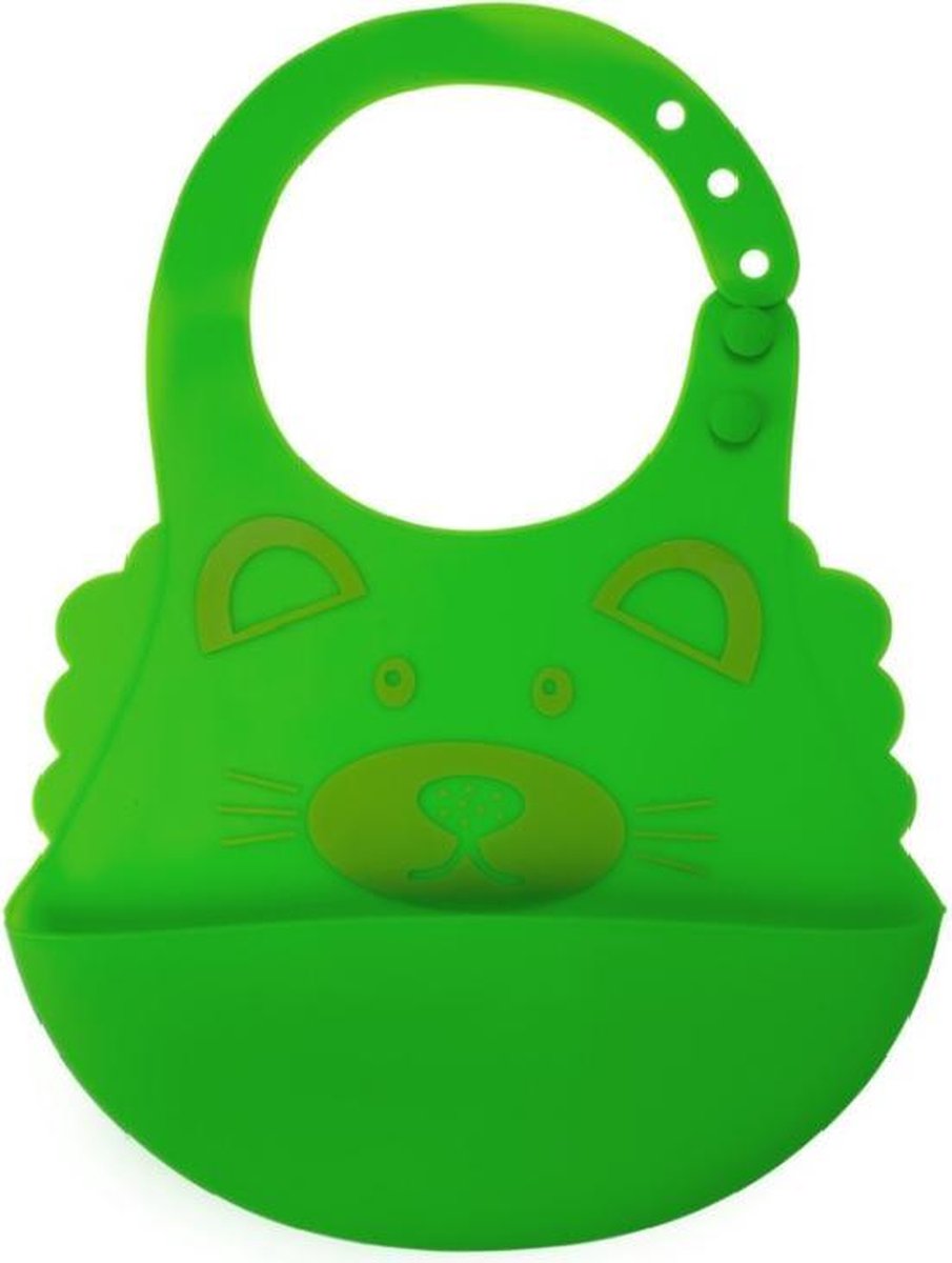 Siliconen slabbetje | Bear Green | Slabber | Waterdichte baby slabbetjes | Slabben | Met opvangbakje | Unisex slabbers
