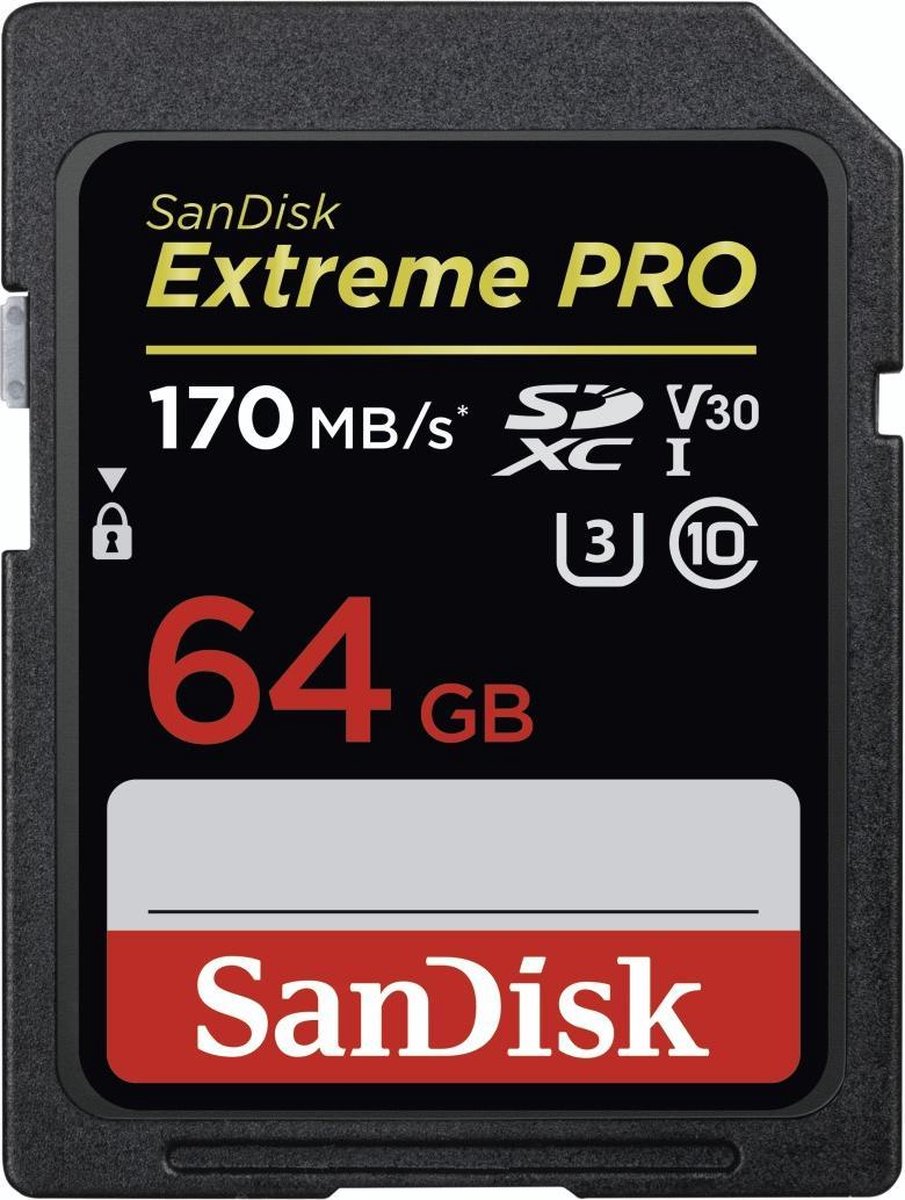 SanDisk Extreme Pro SDXC 64GB - V30 U3 UHS-I -170MB/s