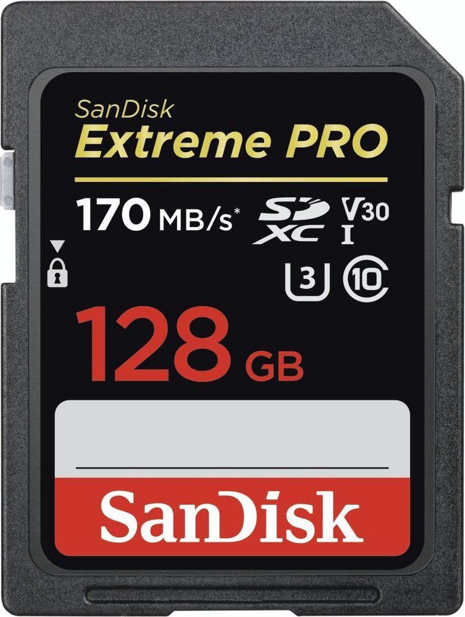 SanDisk Extreme Pro SDXC 128GB - V30 U3 UHS-I - 170MB/s