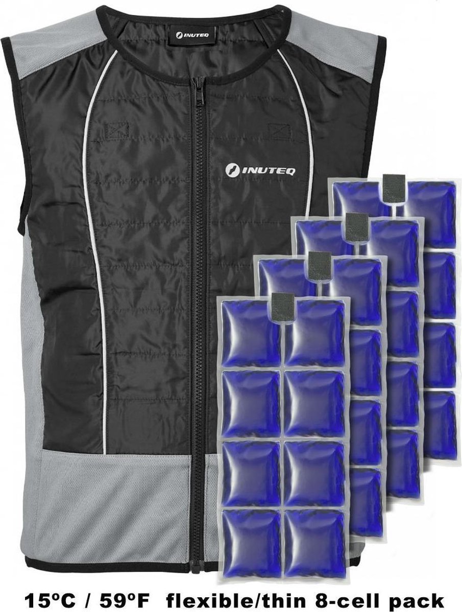 Inuteq Inuteq Compleet BodyCool Hybrid PCM + H2O Koelvest - Maat: M - Kleur: Zwart Maat: M -Zwart - 15C / 8 Cell