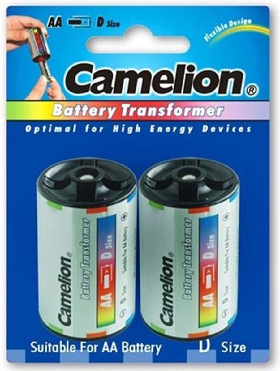 Camelion AA R6 naar D Mono R20 Aluminium Adapter - 2 Stuks (1 Blister a 2st)