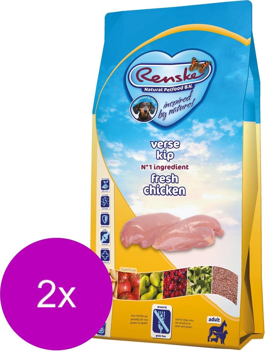 Renske Adult Kip - Hondenvoer - 2 x 12 kg Graanvrij