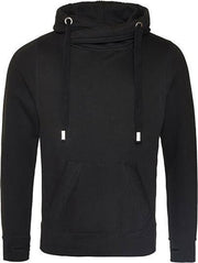Cross Neck Hoodie  Unisex  Normal fit Black Zwart maat L