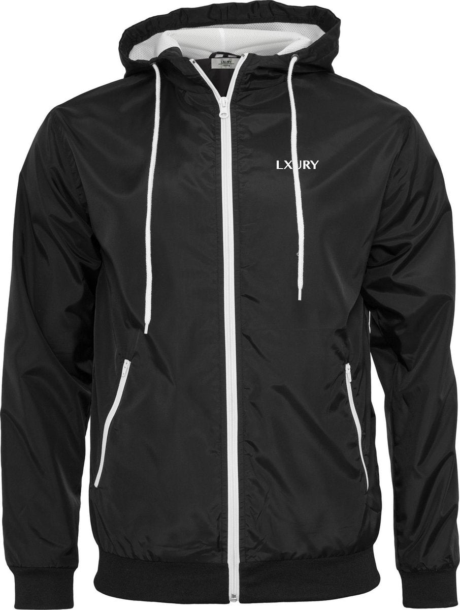 LXURY Regenjas/Windjas Zwart Wit Maat L - Jas - Sportjas - Trainingskleding - Hardloopjas - Sportkleding - Heren - Dames - Unisex