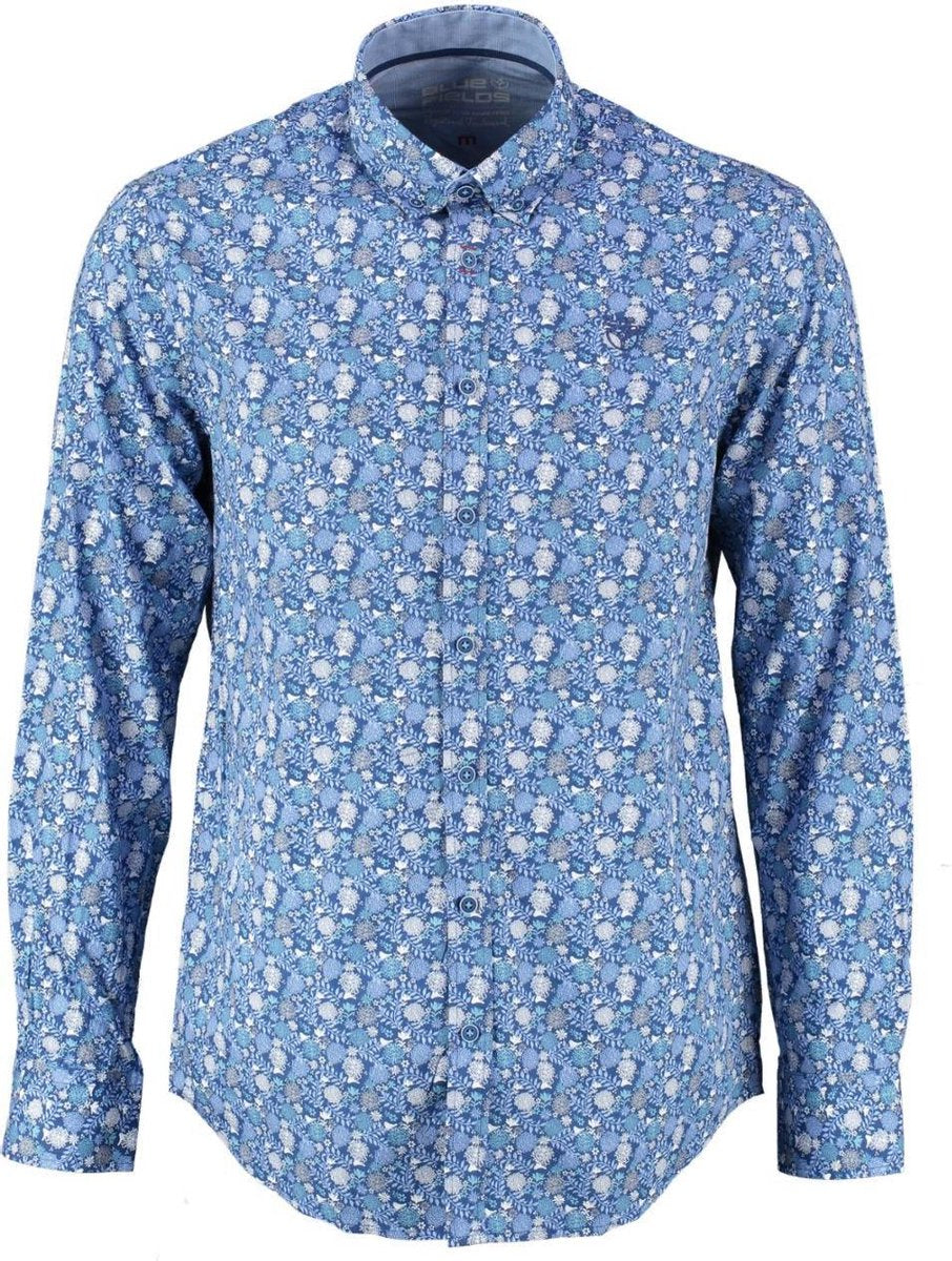 Bluefields blauw overhemd - valt ruim - Maat S