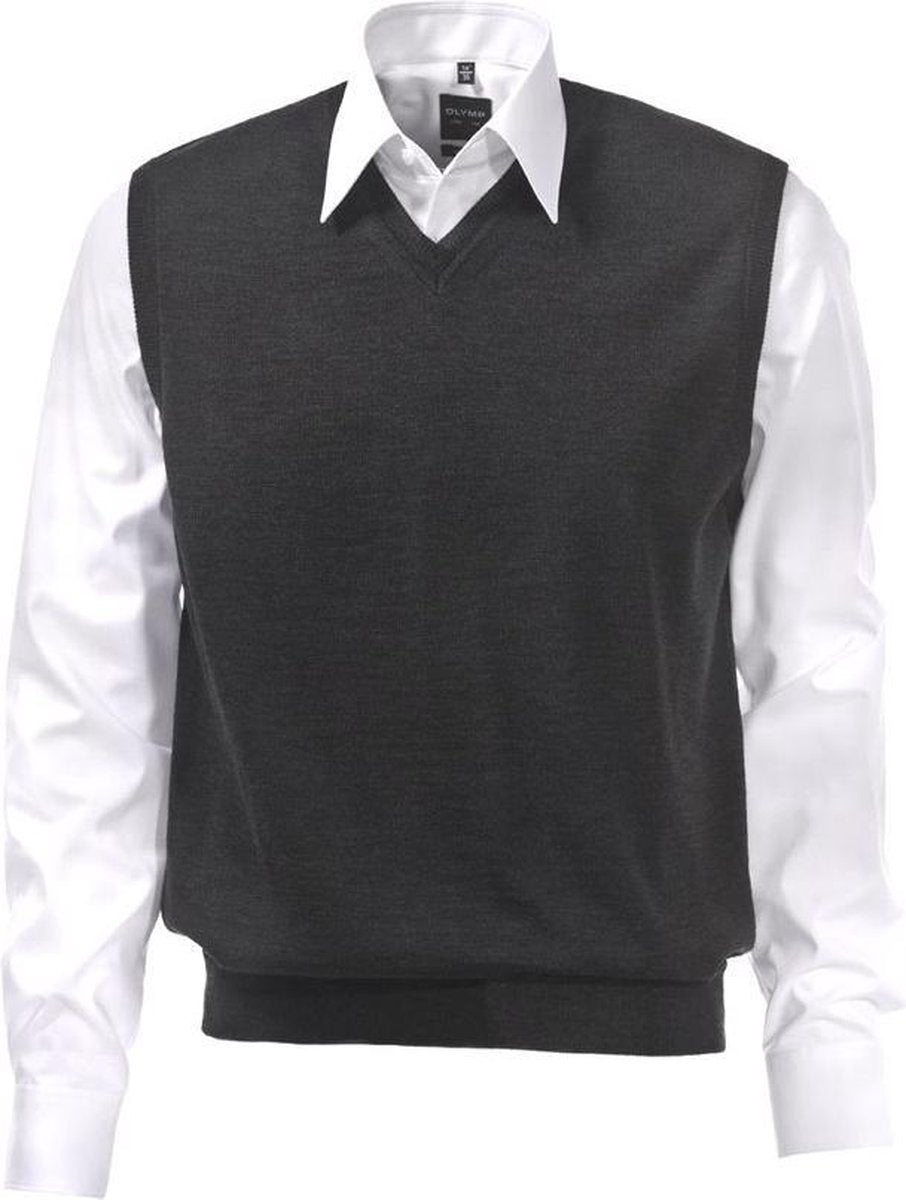 OLYMP heren spencer wol - V-hals - antraciet -  Maat XXXXL