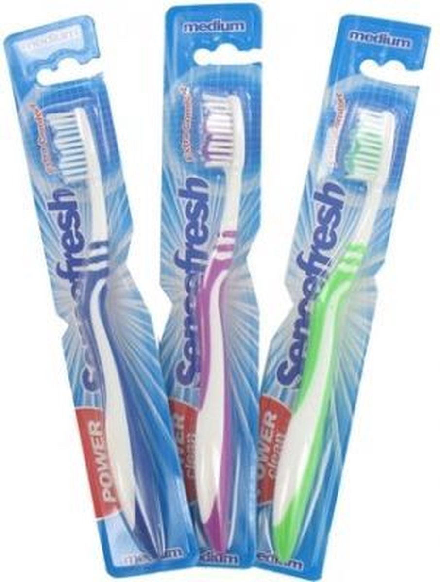 Sencefresh Tandenborstel Medium Power Clean set van 3 stuks