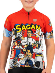 Sportful Sportful Super Peter Fietsshirt - Maat 164  - Unisex - rood - wit - blauw - geel - zwart