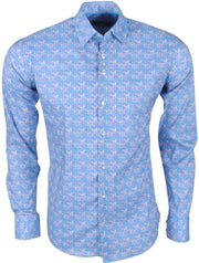 Ferlucci Heren Overhemd met Cupcake Design -  Calabria - Stretch - Blauw