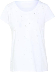 Cassis - Katoenen T-shirt met kraaltjes en strassteentjes - Wit