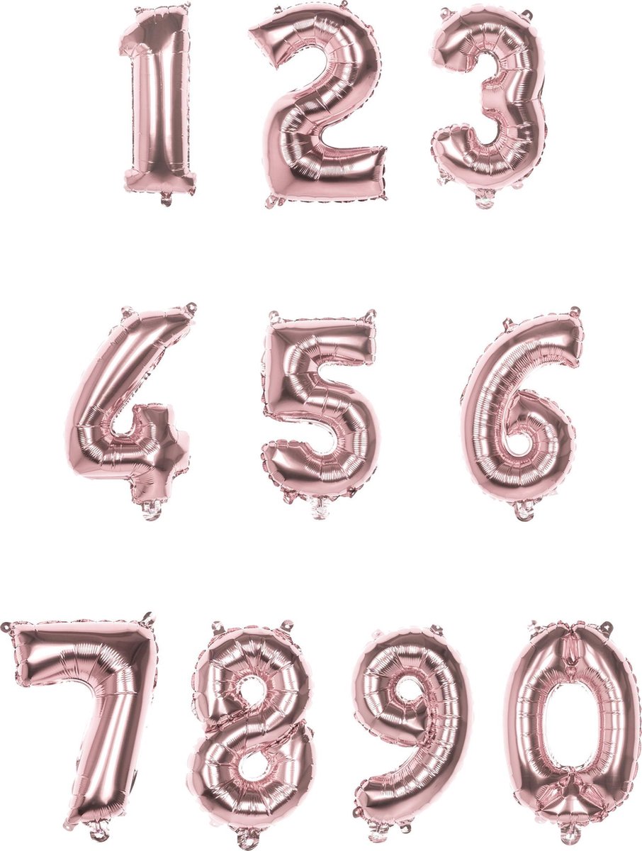 Grote metallic roze aluminium cijfer ballon - Feestdecoratievoorwerp