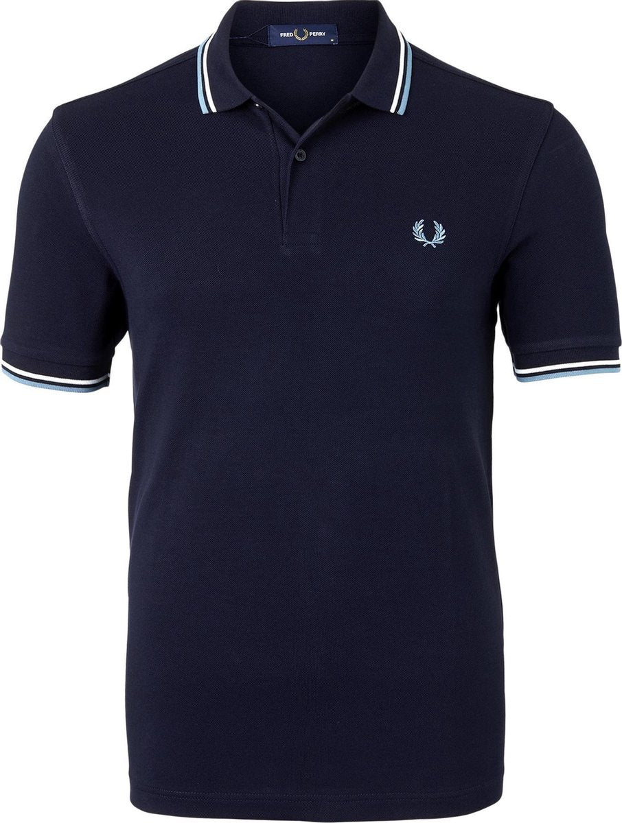 Fred Perry M3600 polo twin tipped shirt - Navy / Snow White / Smoke Blu -  Maat: 3XL