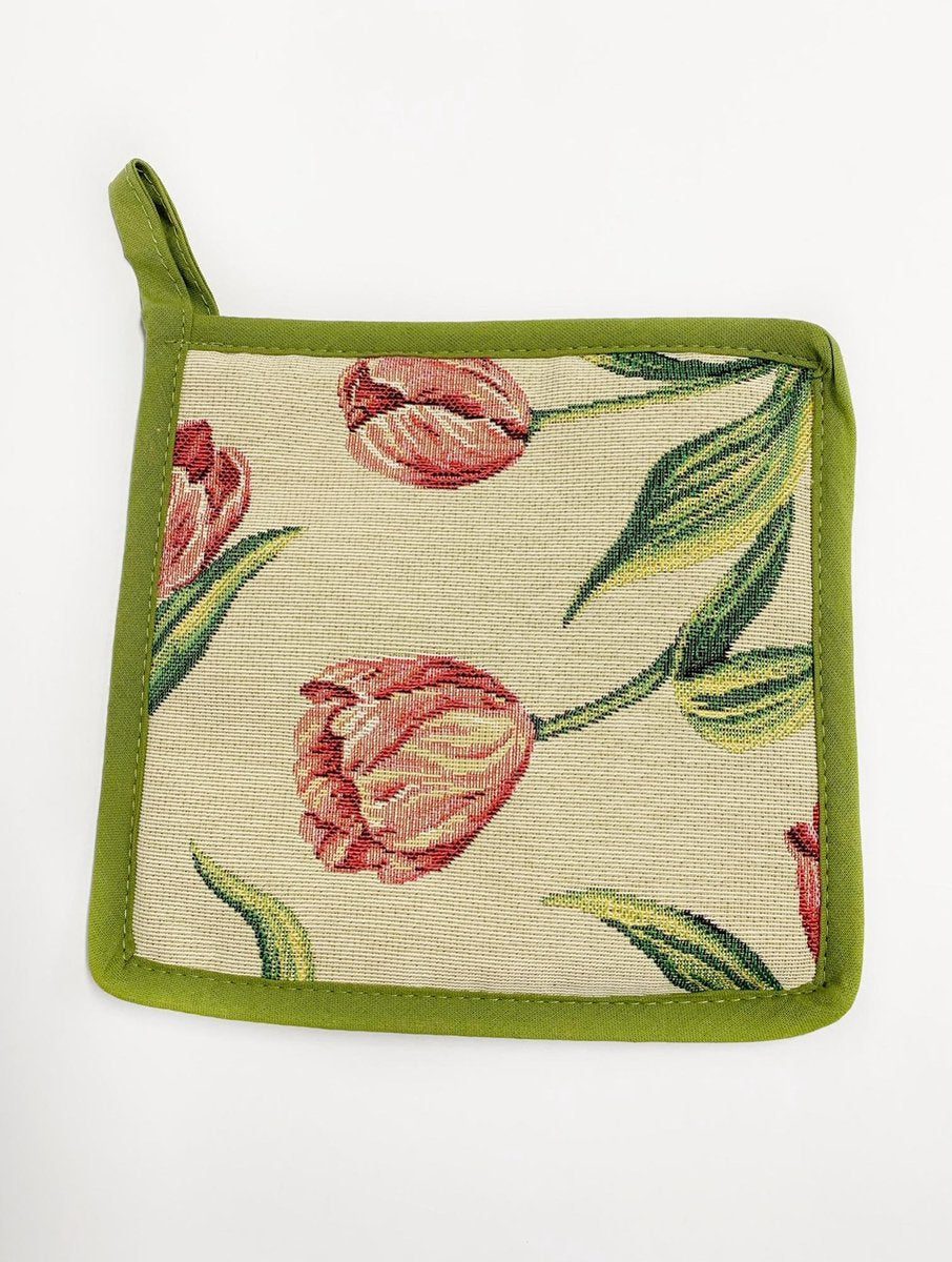 Pannenlap - luxe gobelinstof - Tulpen