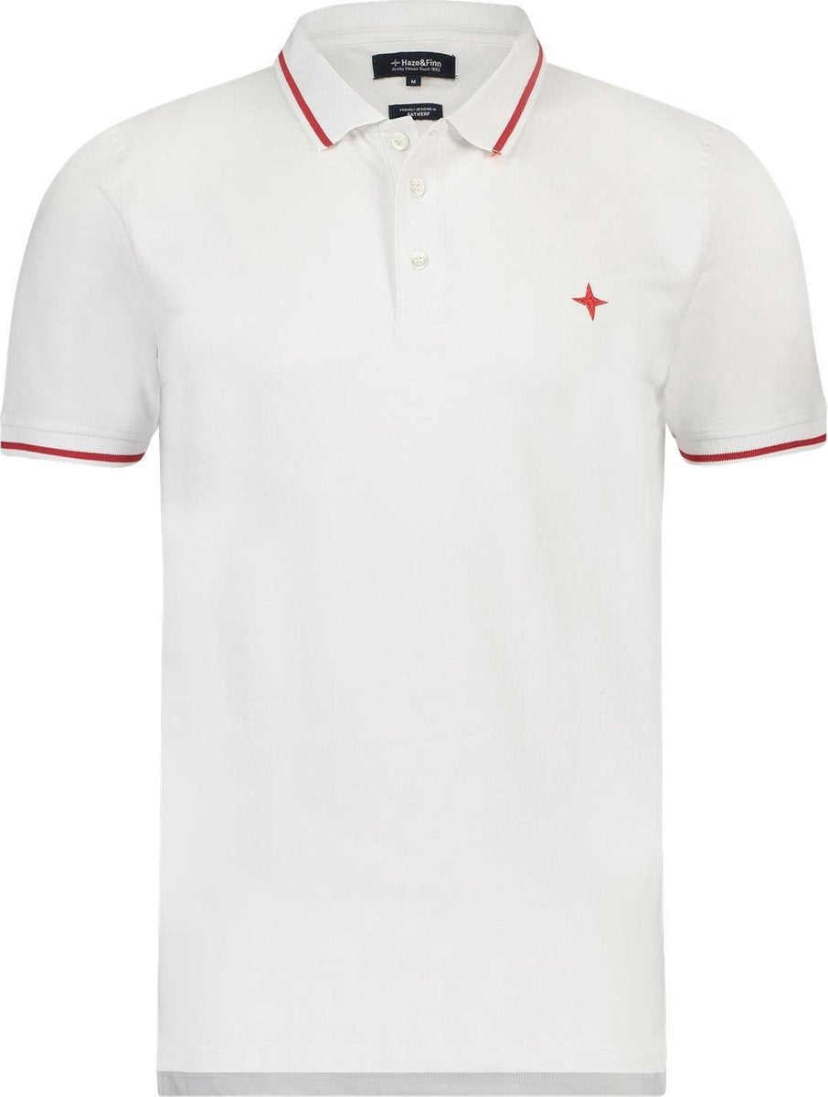 Haze&Finn Polo Korte Mouw Wit (MC13-0300 - White-AmericanRed)